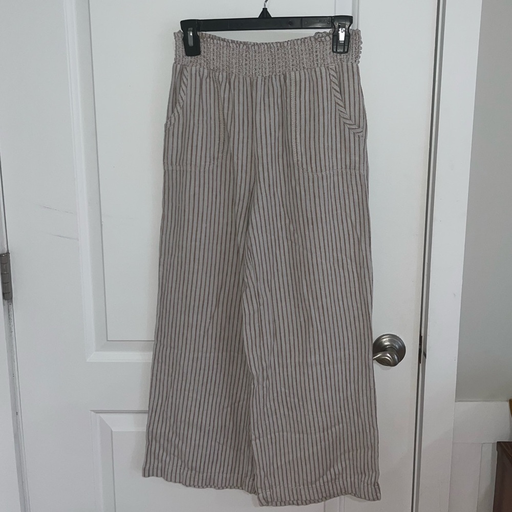 Definitions by d. jeans Beige and Brown Striped Wide Leg Pants
